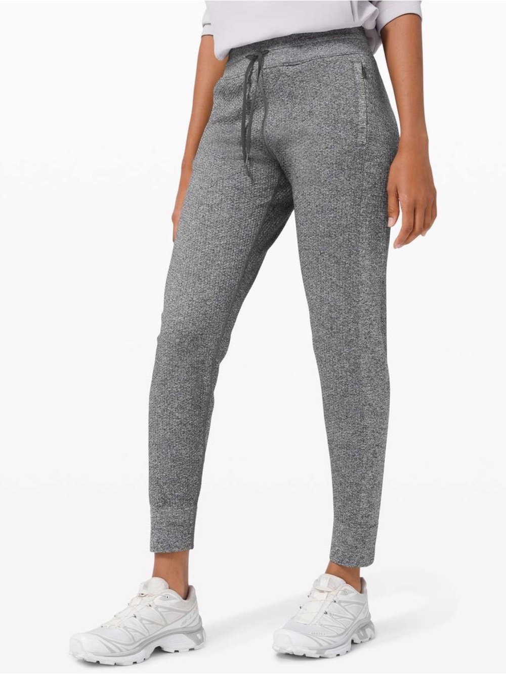 Lululemon Engineered Warmth Joggers Womens Sz 2 Gray Heathered Merino Wool Blend